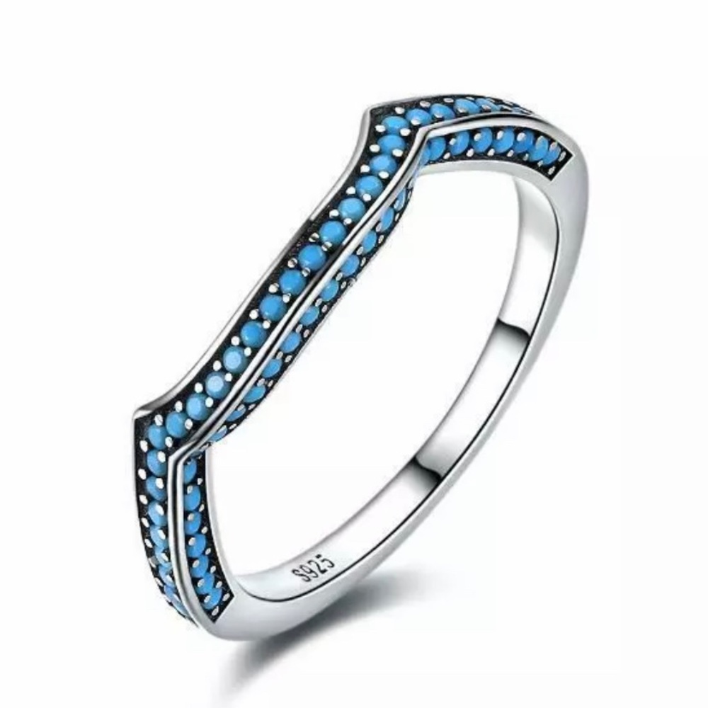 NEW 925 Silver Vintage Retro Turquoise/Blue Ring